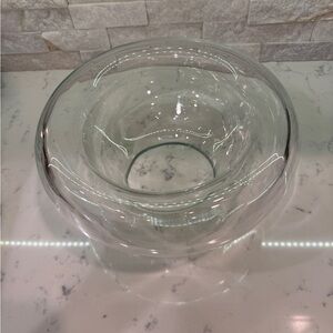 Mid Century Modern Clear Glass Hollow Double Wall Display Bowl Table Decoration